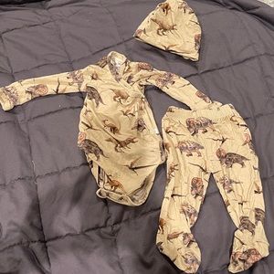 0-3 month posh peanut dinosaur kimono set with hat